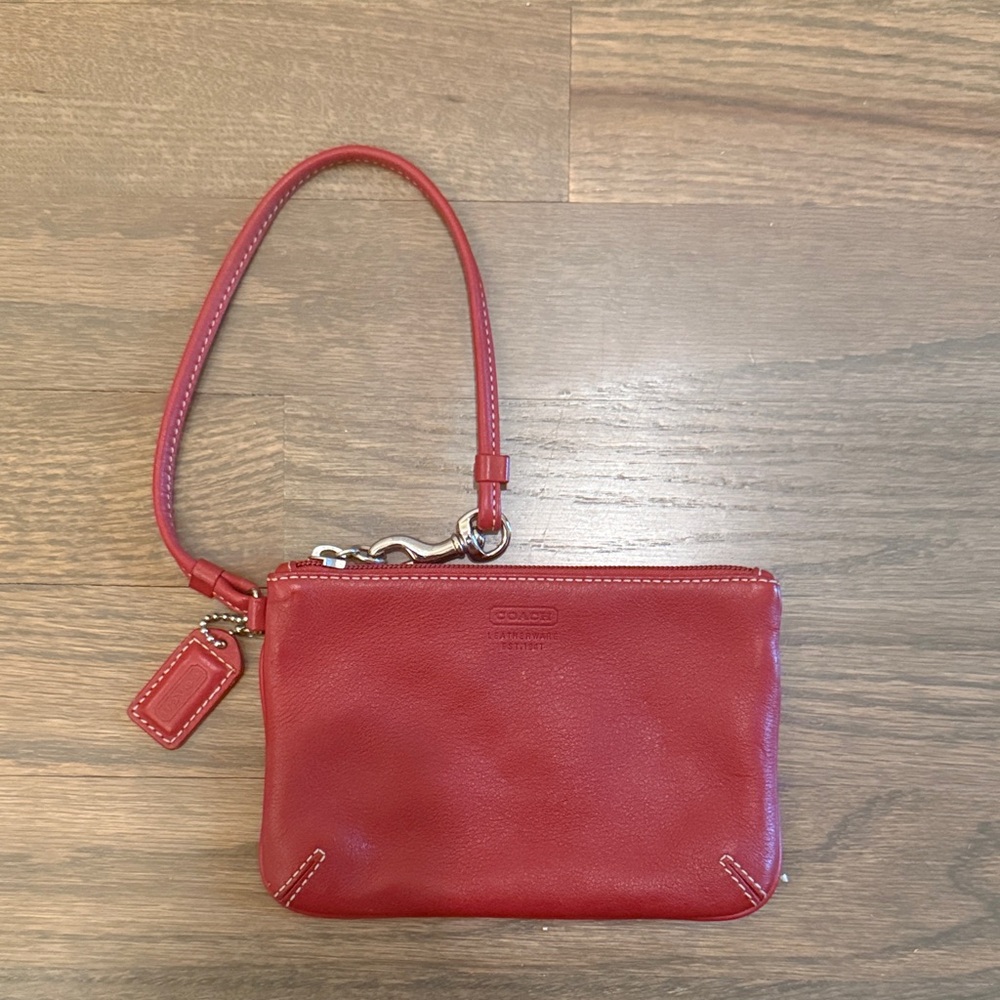 Coach Vintage Red Leather Wristlet